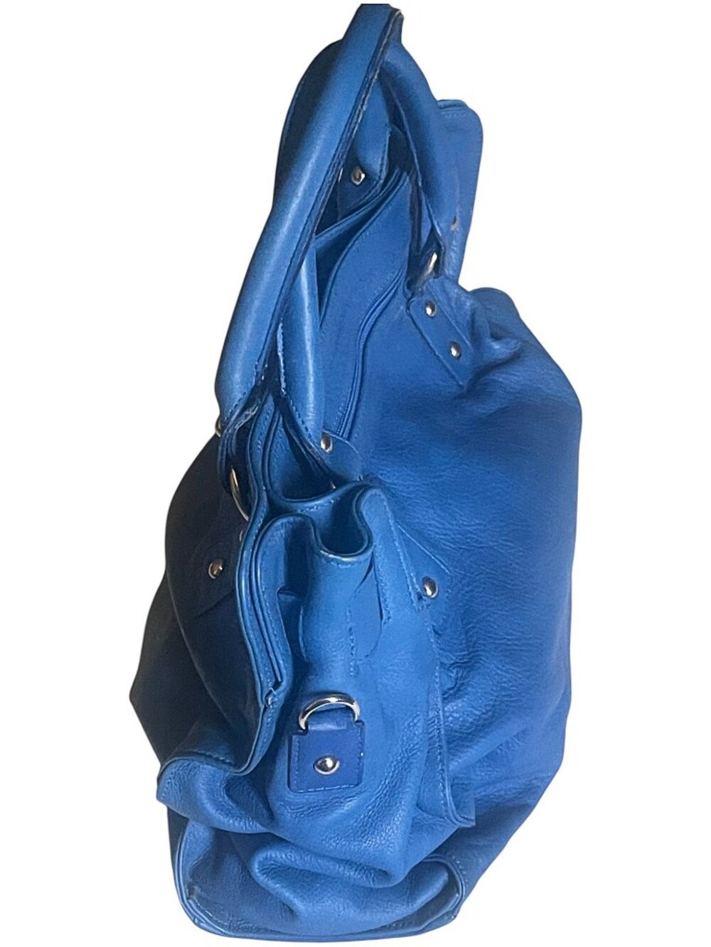 New Genuine Italian Leather Satchel Vibrant Luciana Verde Handbag – Cobalt Blue - Picture 7 of 9